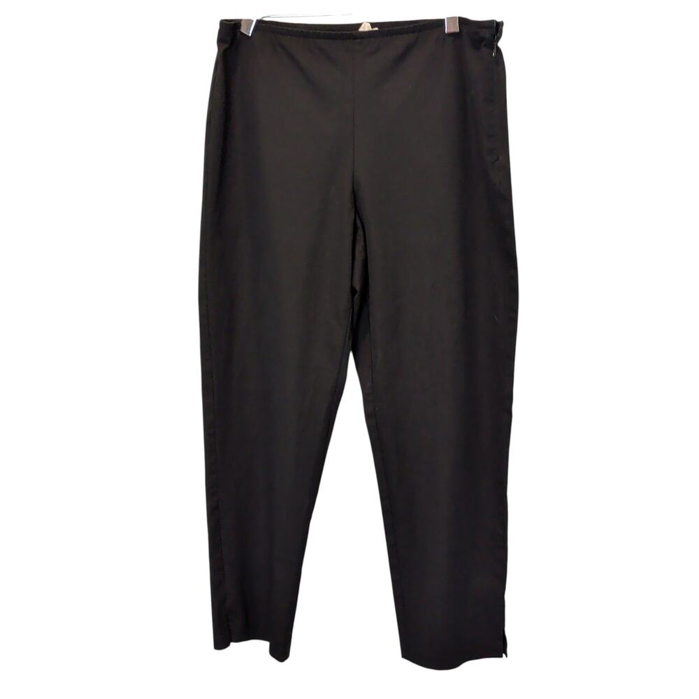 Eileen Fisher Women's Sz M Black Organic Cotton Cropped Pants Stretch Size Zip